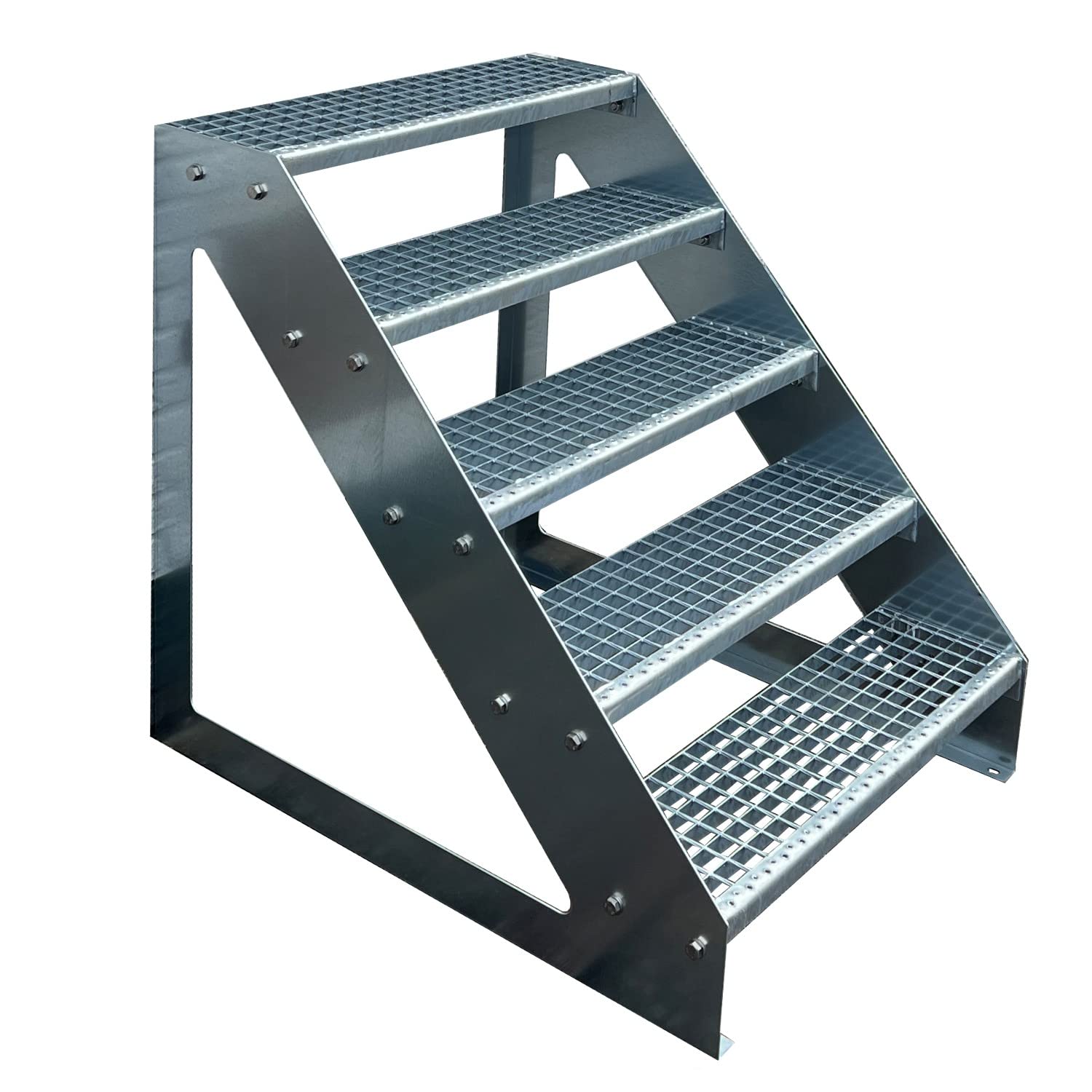 Scale con griglia in acciaio Premium 5 Gradini Scala autoportante Completamente zincata - Dimensioni (L x L x H) 101cm x 80cm x 95cm Resistente alle intemperie e alla corrosione