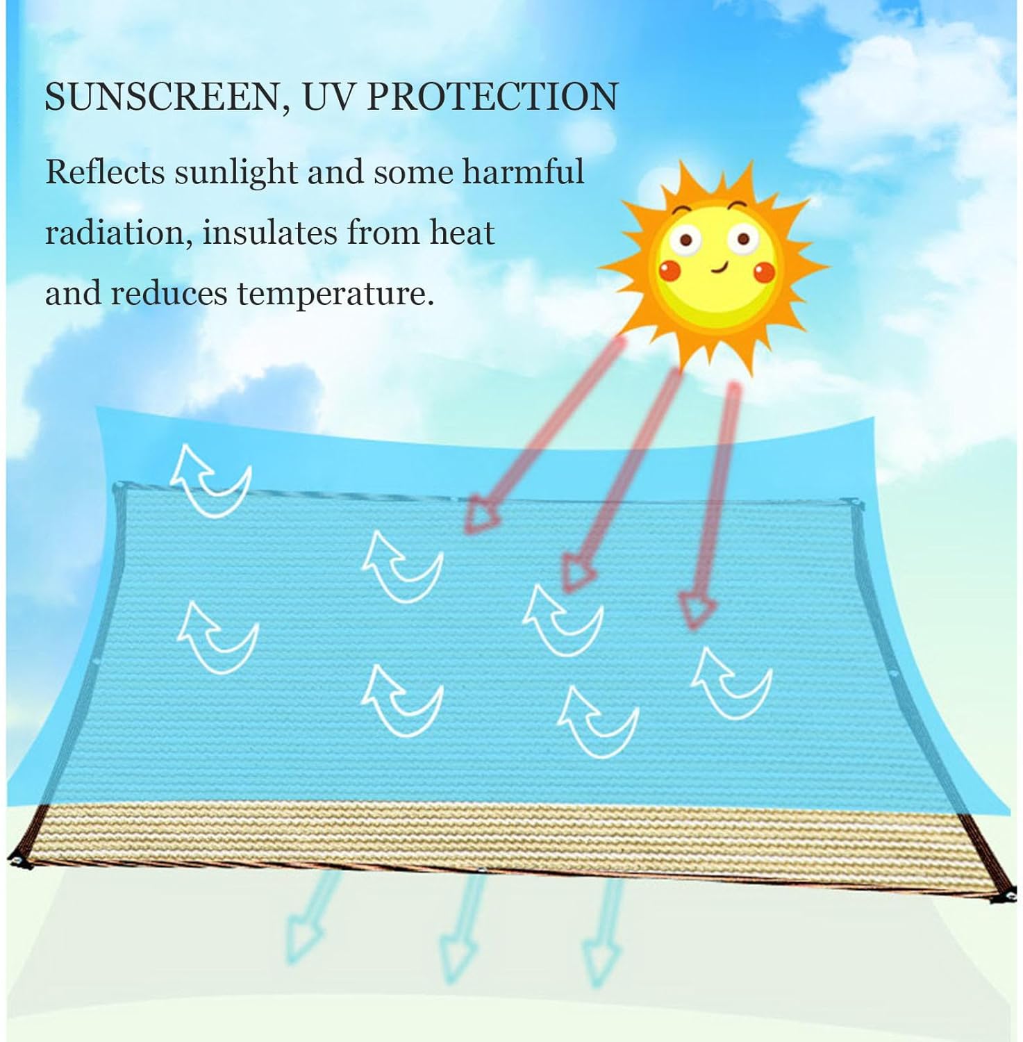 Garden Shade Netting, 85% Shade Cloth, Beige Shade Sail, Outdoor Sunscreen Mesh 2x2m 2x3m 3x4m 3x6m 4x5m 4x8m 5x5m 5x6m, Pergola Shade Net with Eyelets,Beige-2x3m/6.6 * 9.8ft