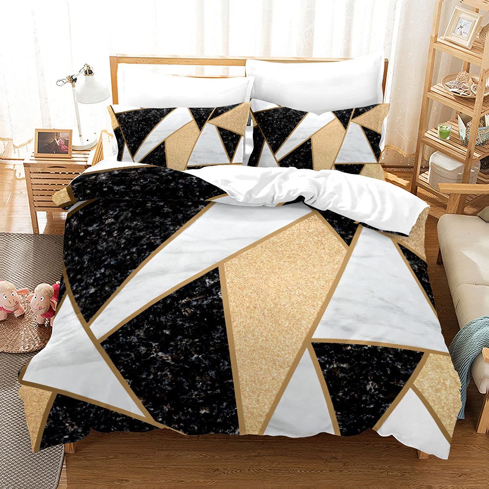 Hixingo Set di Biancheria da Letto con Copripiumino e Federe, 3D Stampa Parure Copripiumino in Microfibra Morbida con Chiusura a Cerniera (Geometria,220x260+50x75*2)