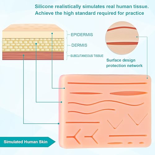 Miniatura 22 de Kit de práctica de sutura para estudiantes de medicina, almohadilla de silicona para cirugía, cierre de heridas, suministros para veterinarios