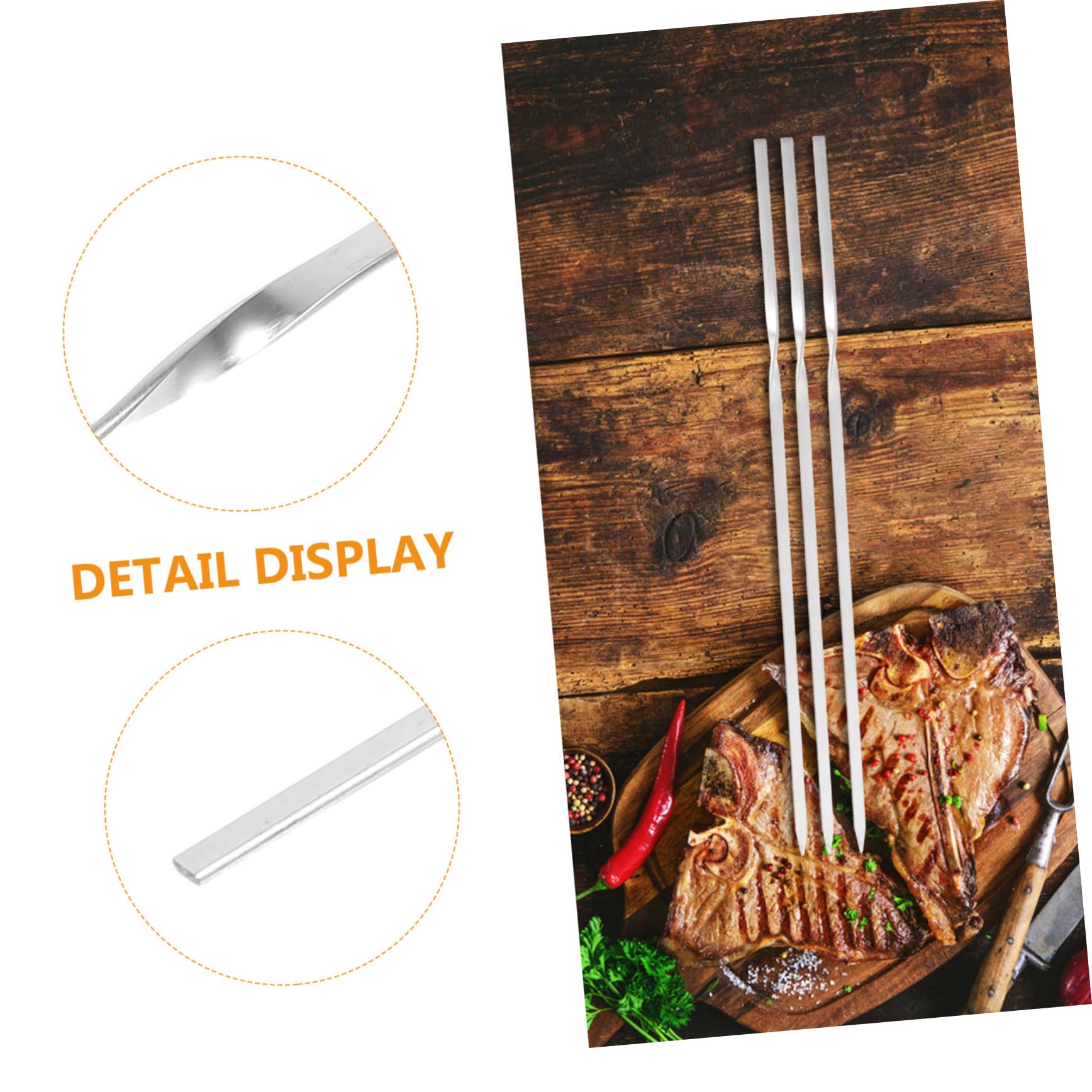 Abaodam Spiedini per Barbecue Riutilizzabili in Acciaio Inossidabile da Bastoncini per Grigliate Spiedini Larghi Antiscivolo Design Termoisolante per Sicurezza