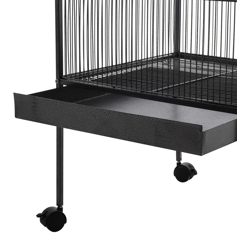 BAKAJI Voliera XXL per Uccelli Pappagalli Canarini Parrocchetti Altezza 150 cm Gabbia Grande in Metallo Bird House Cassetto Estraibile per la Sabbia, Adatta per Interno ed Esterno
