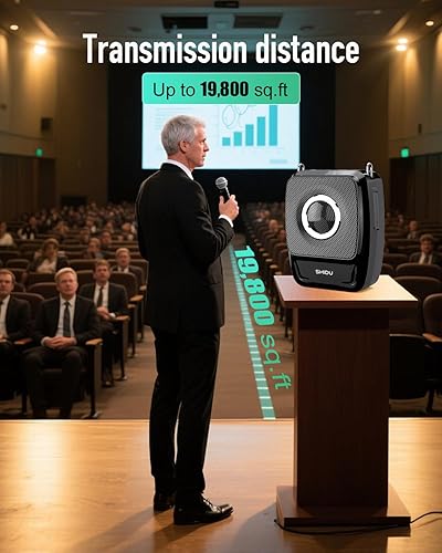Miniatura 6 de SHIDU Amplificador de voz de 35 W con micrófono inalámbrico (de mano y auriculares), megáfono portátil Bluetooth para profesores, guías turísticos,