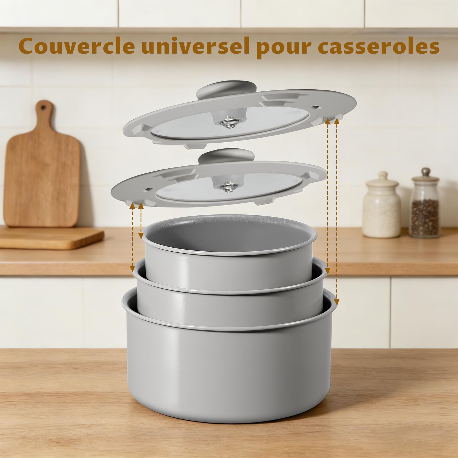 cuisine BLAZANT Casseroles Induction 6 pièces, Casserole en Céramique Antiadhésives 16/18/20 cm, sans PFOA, Poignées Amovibles, Base à induction à liaison moléculaire, passe au four