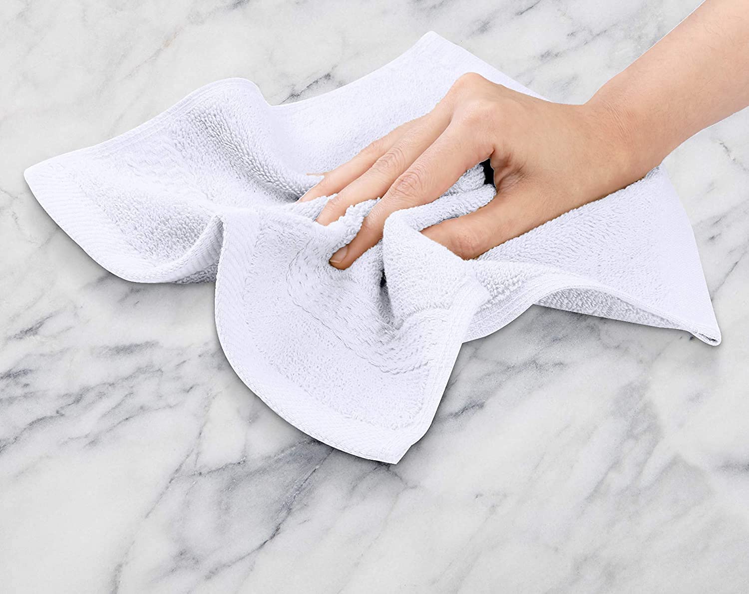 TIQH 100% Cotton Face Cloths, Highly Absorbent and Soft Feel Fingertip Towels - Set of 3 (White) offers donot miss