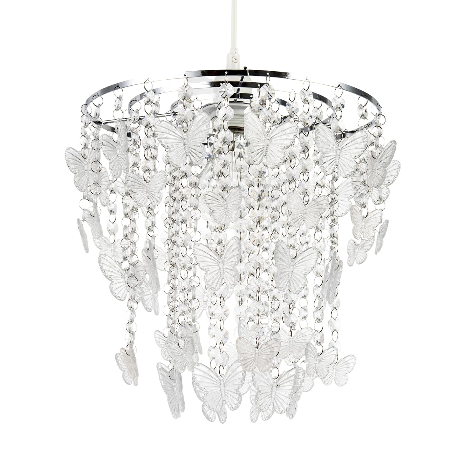Happy Homewares Light Modern Butterfly Inspired Pendant Shade With Cascading Acrylic Strands