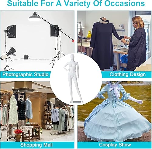 Miniatura 9 de KYNAVORUS Maniquí de cuerpo completo, 2 juegos de maniquíes femeninos de cuerpo completo, exhibición de maniquí minorista, soporte de torso con