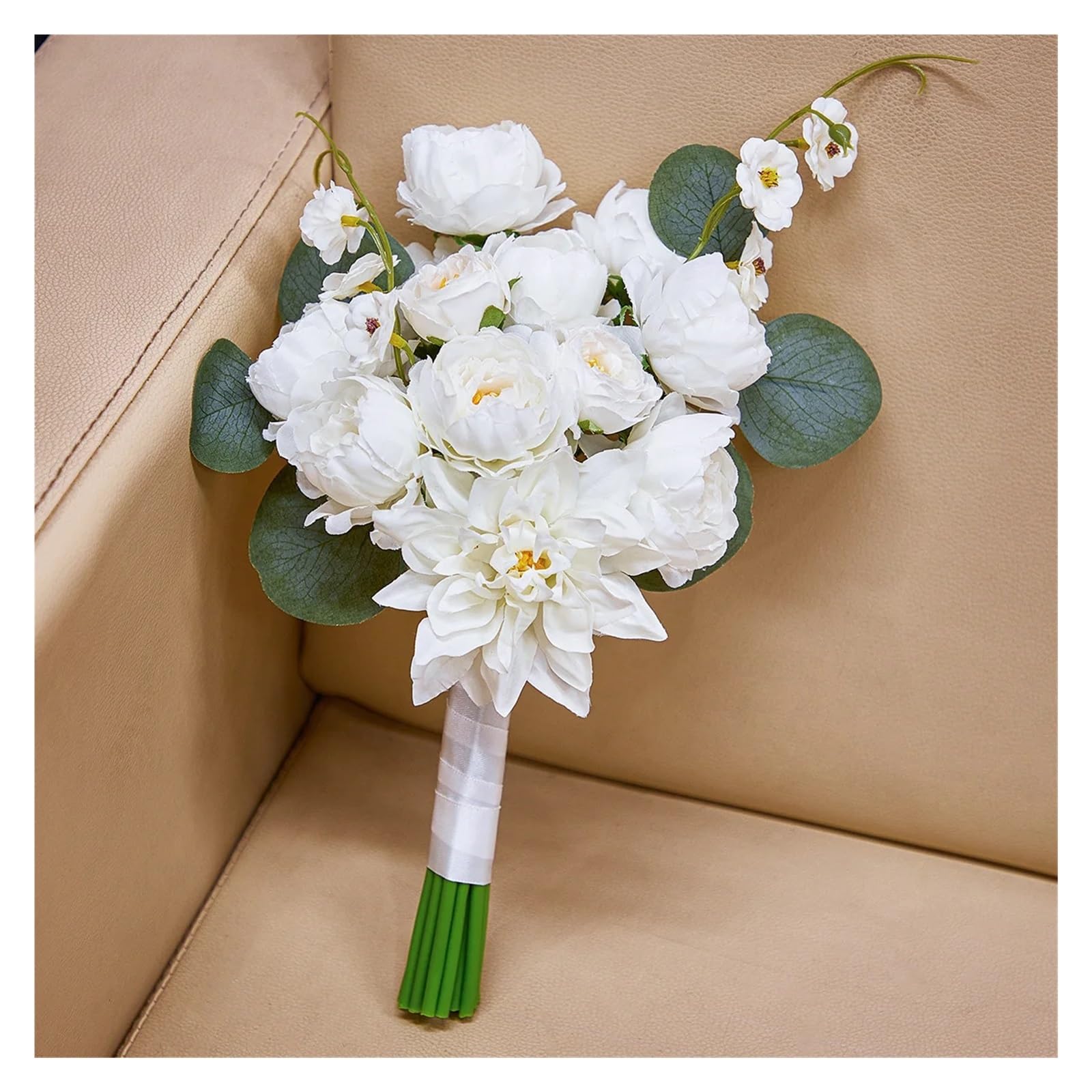 Künstlicher Blumenstrauß Hochzeitssträuße for Braut und Brautjungfer, künstlicher Rosen-Pfingstrosen-Brautstrauß for rustikale Hochzeitszeremonie-Dekoration