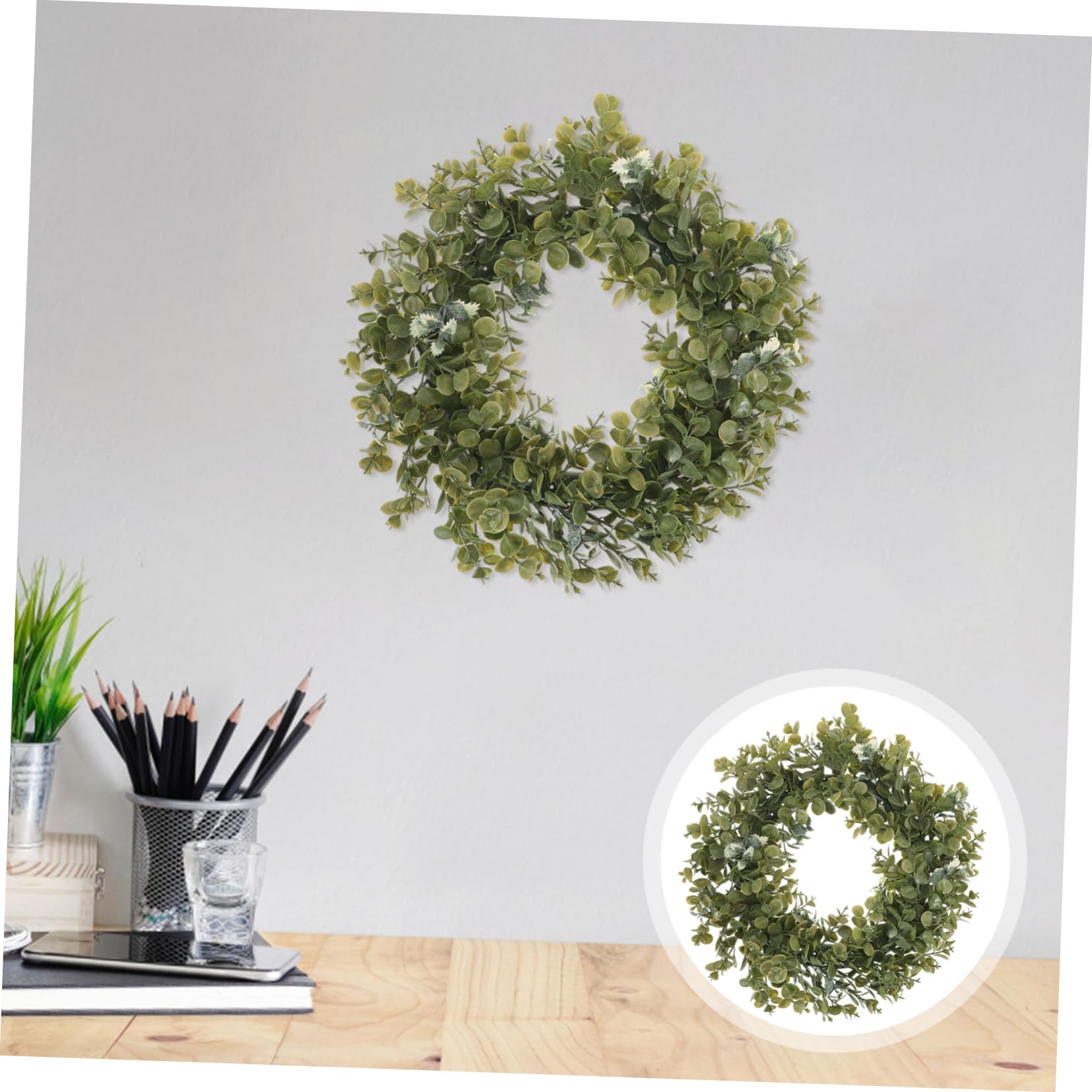 Ipetboom Ghirlanda Decorativa di Eucalipto Artificiale Verde in Plastica Aspetto Naturale Simulato, senza Necessità di Potatura o Annaffiatura, per Decorazioni Interne e Festive