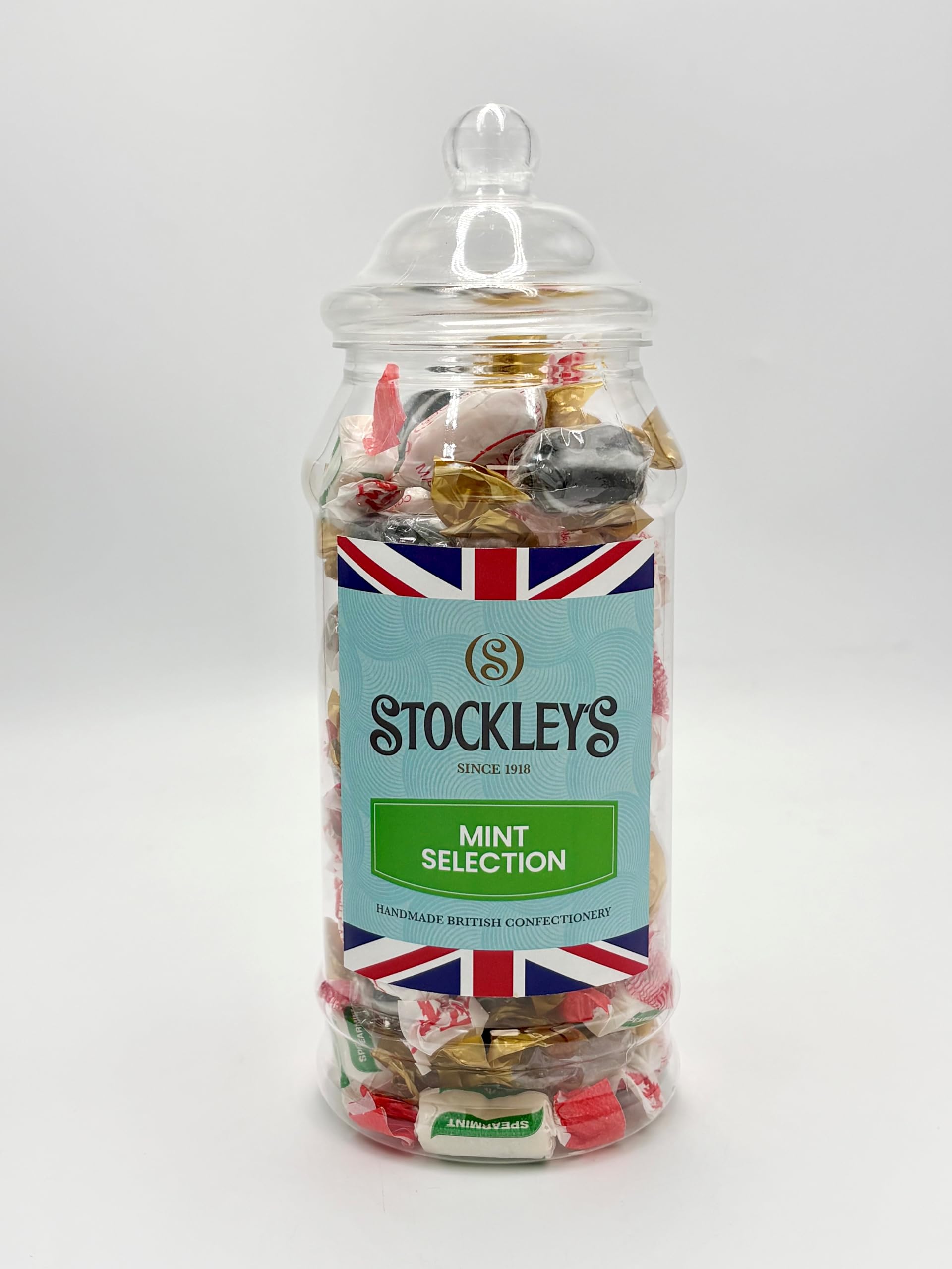 Stockley's Heritage Sweet Shop Jar Mint Selection 450g, Traditional British Mint Sweets Assortment, Individually Wrapped Retro Confectionery in Reusable Jar