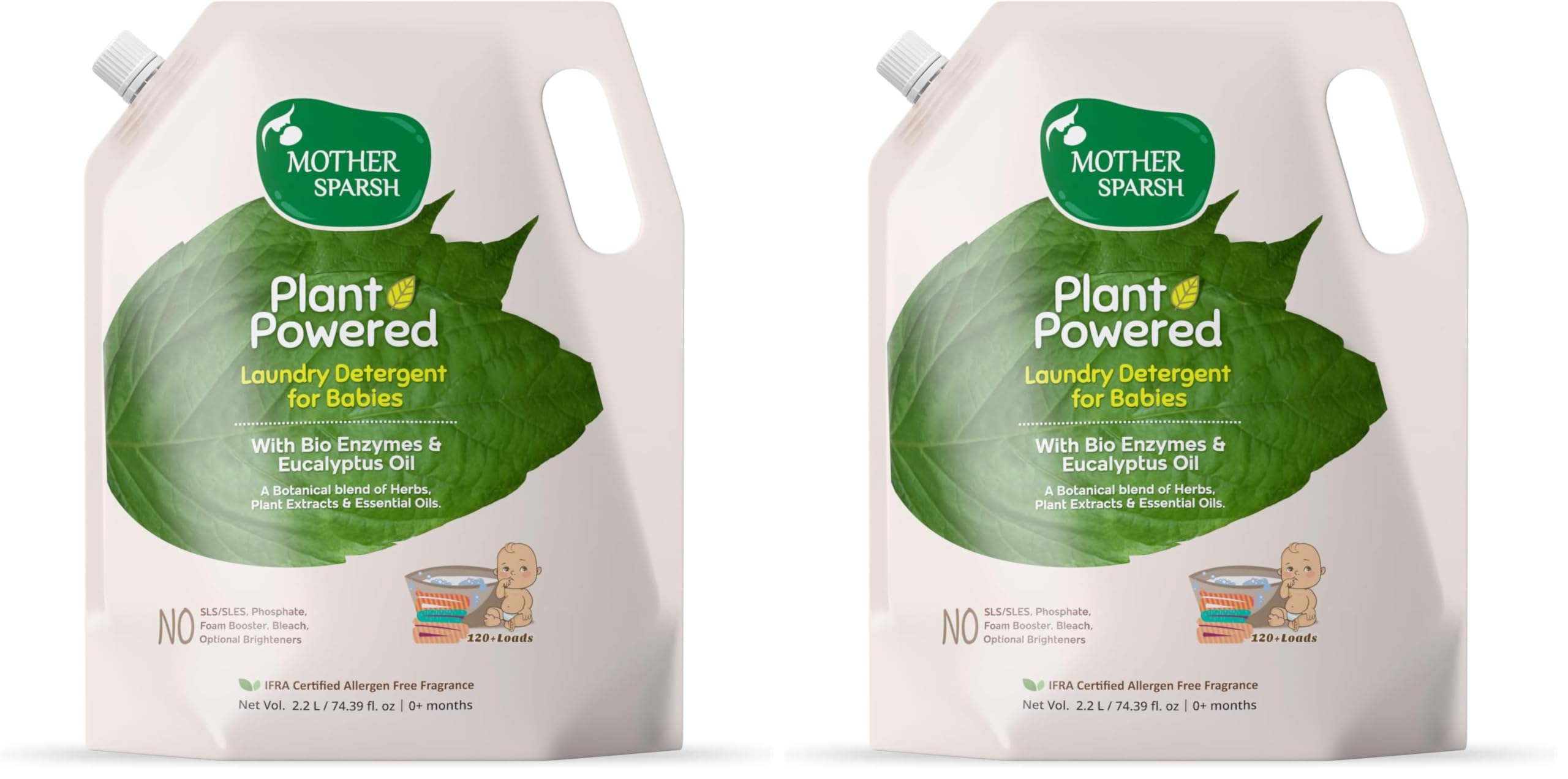 Mother Sparsh Plant Powered Baby Laundry Liquid Detergent (2.2 litres) with Bio - Enzymes and Eucalyptus Oil | Natural Baby Detergent Without Dyes & Optical Brighteners (Pack of 2)-image-21