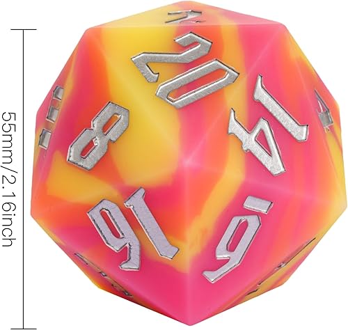 Miniatura 4 de Silico D20 - Dados grandes D20 de 2.165 in que cambian de temperatura, colores grandes D20 individuales de 20 caras, dados gigantes D20 con caja de
