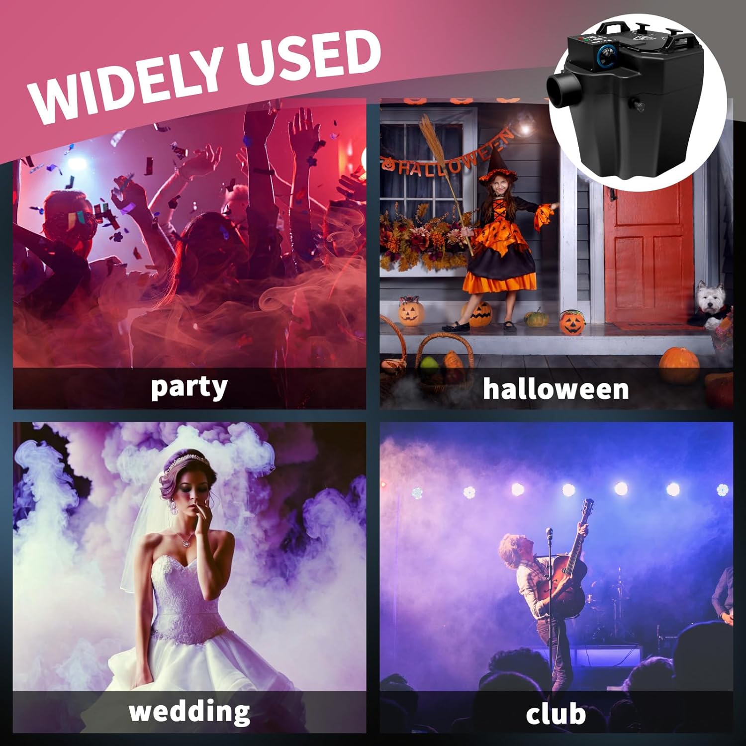 Vohala Dry Ice Fog Machine, 6000W Low Lying Fog Machine, Dry Ice Machine with Tube Nozzle High Density Fog Smoke for Wedding Party Events Stage Concert Club Performance DJ