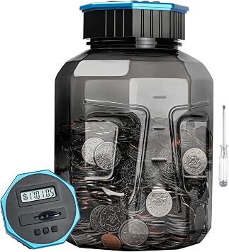 Vcertcpl X-Large Piggy Bank for Adults Kids, Digital Coin Counting Bank with LCD Counter, 2.4L Capacity, Great Coin Counter Bank Money Counting Jar with Total Amount Displayed