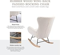 Vista 4 de Kiztir Mecedora pequeña para guardería, mecedora moderna con respaldo alto, cómoda silla deslizante para guardería, sala de estar, dormitorio (beige)