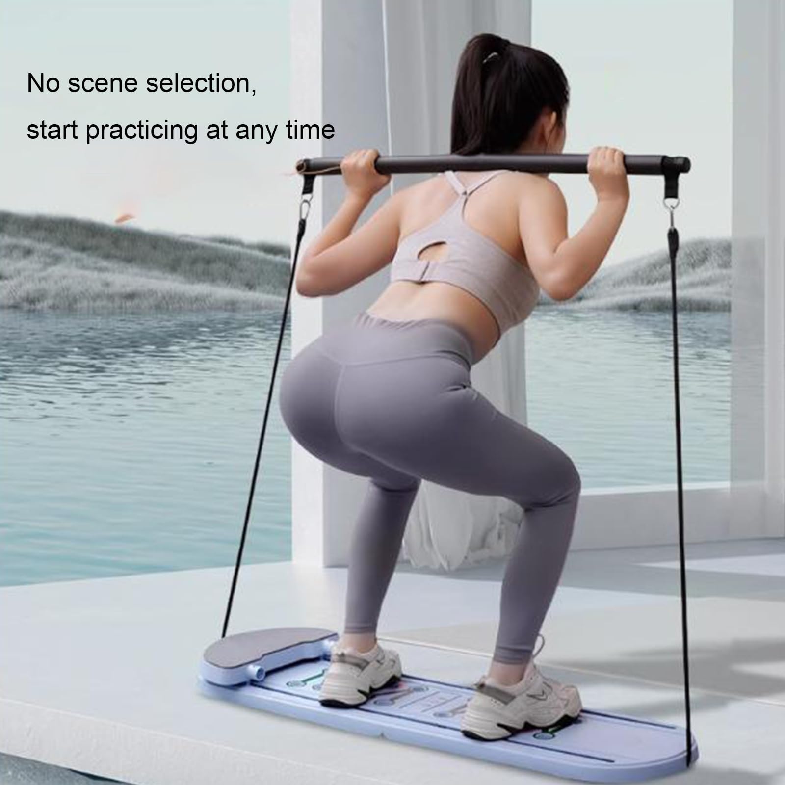 Reformer Pilates Machine, Tavola per Pilates a Resistenza Regolabile, Macchina Pieghevole per Pilates Reformer, con Supporto per Il Gomito, per Allenamento Completo del Corpo