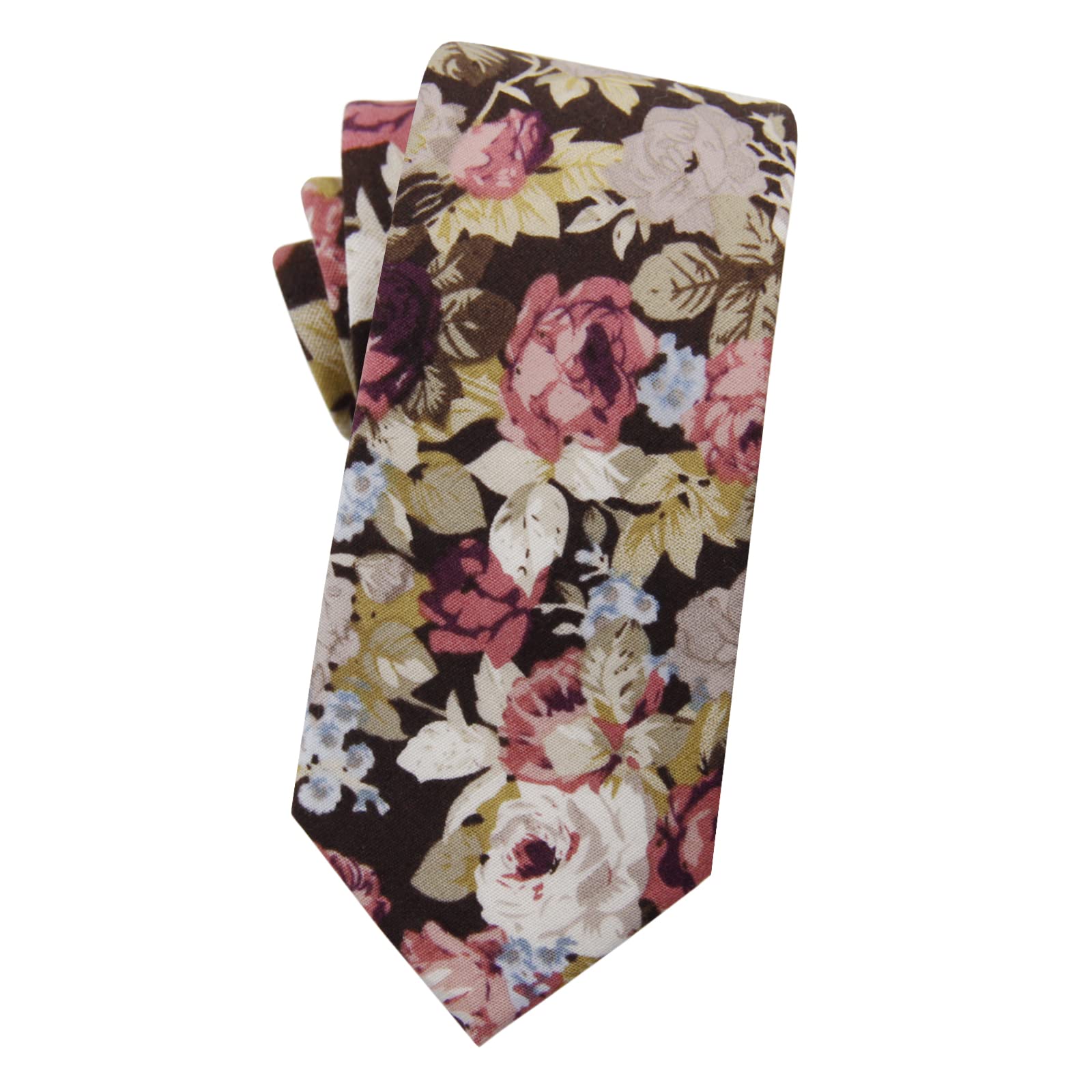 Mantieqingway Men's Cotton Floral Neck Tie 2.56'' Printed Skinny Tie