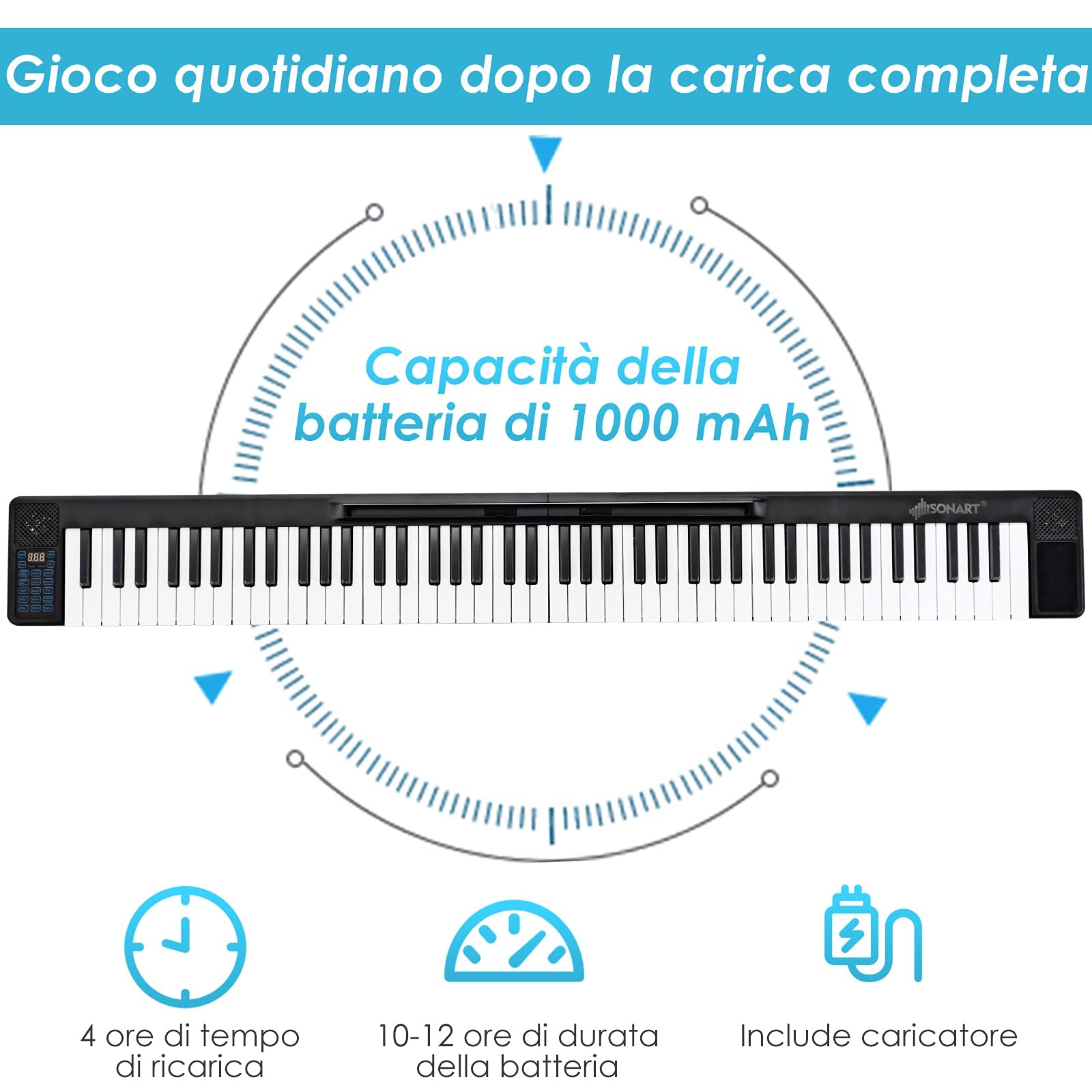 GYMAX Pianoforte Elettronico, Doppia Tastiera di 88 Tasti, 137x16,5x5cm (Nero)