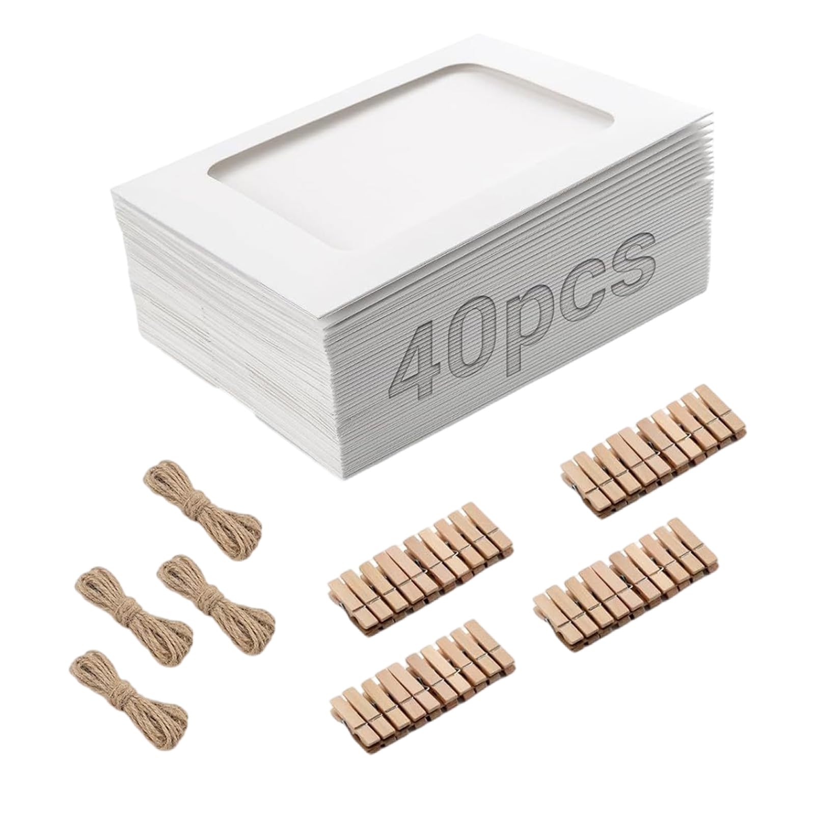 Kits para colgar fotografías con 40 marcos y pinzas de madera para galería de pared
