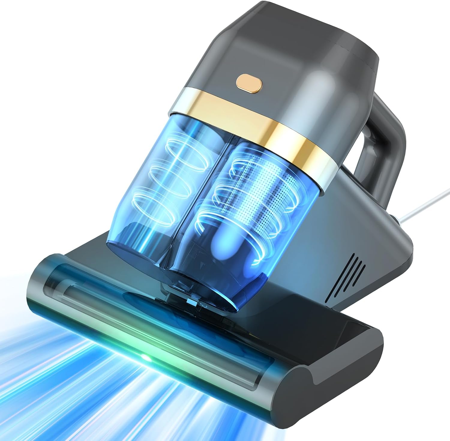 Mattress Vacuum Cleaner, Bed Vacuum Cleaner with 149°F Heat, 16KPa Powerful Suction, 253.7nm U V-C Light, 40,000 RPM Brushroll, HEPA Filter, Dual 400ml Dust Cups for Sofa, Pet Hair, Wired Corded