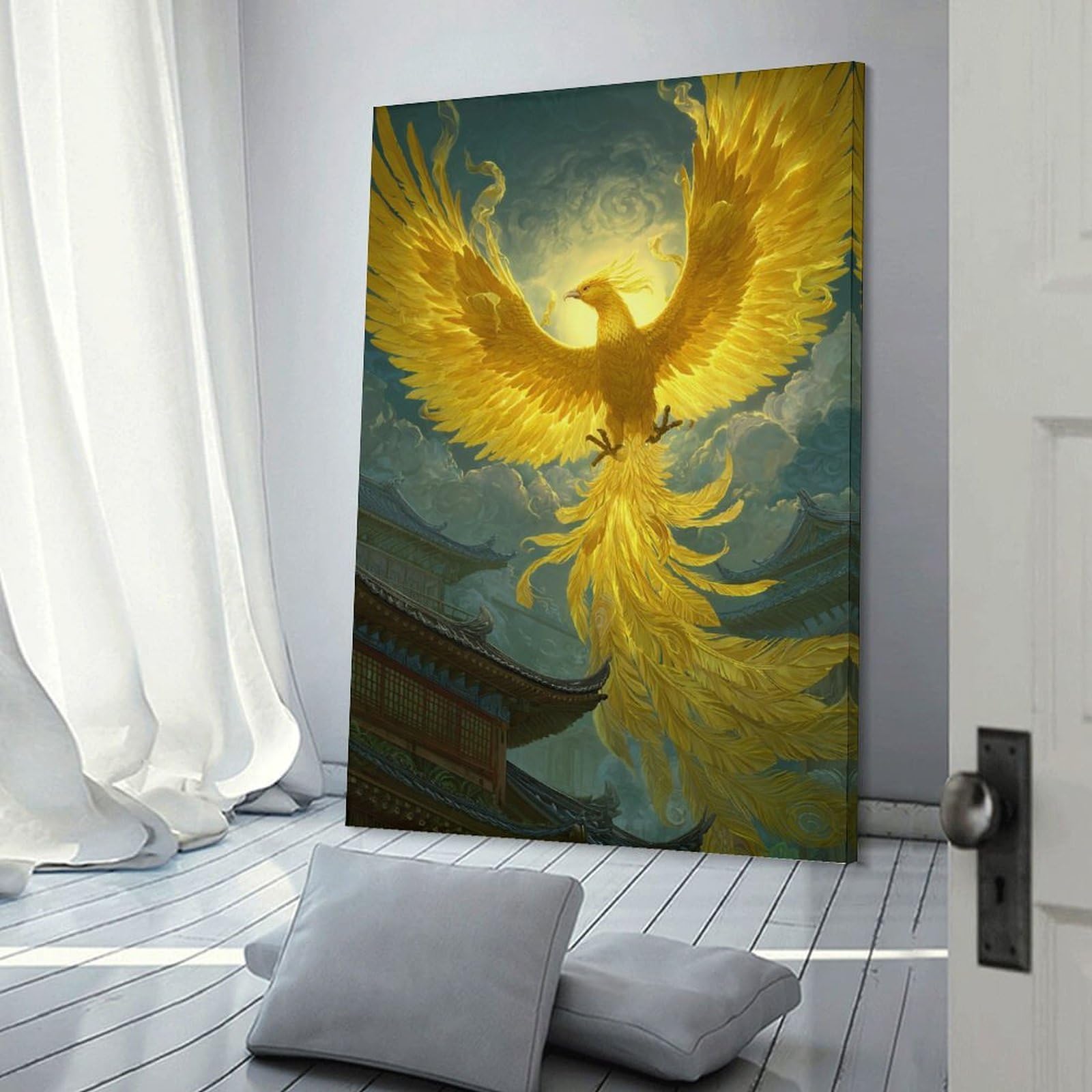 sinyumoney Golden Phoenix Rising-2 House Decoration for Living Room Living Room & Bathroom Decor Wall Decoration 16x24inch(40x60cm)