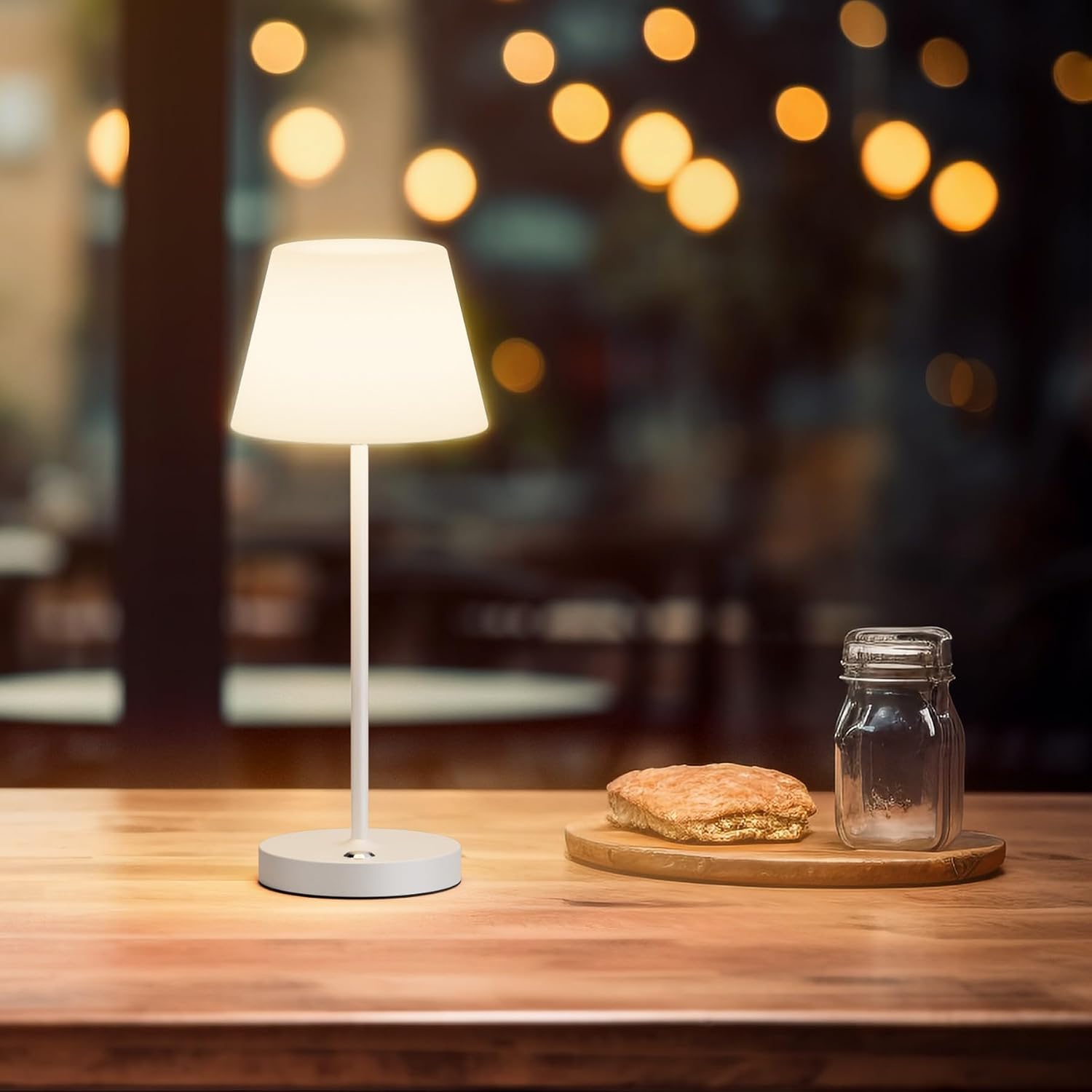 2 Pack Battery Operated Table Lamps, 6000mAh Cordless Battery Powered Desk Lamp, Modern LED Outdoor Waterproof White Acrylic Table Lamps (White)