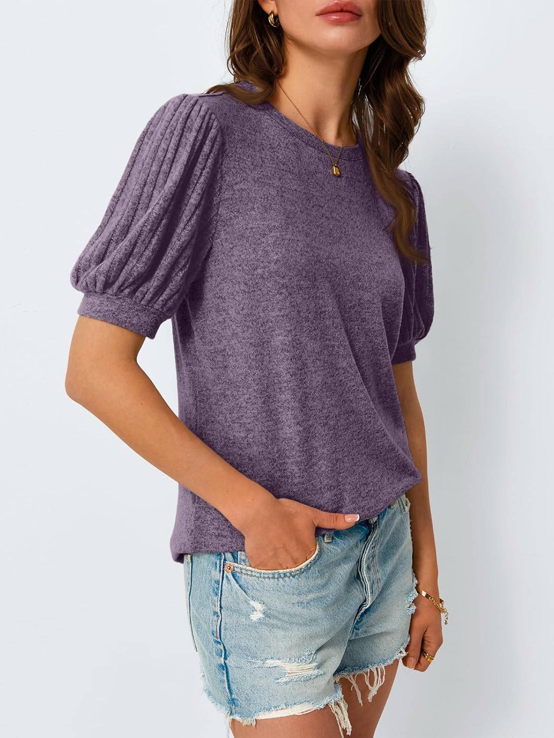 Women's 2025 Summer Dressy Casual Short Sleeve Blouses Cute Trendy Business Tops - Picture 25 of 52