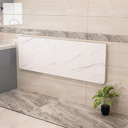 Mesa plegable para lavandería montaje en pared escritorio de madera resistente mesa desplegable con patrón de mármol mesa plegable blanca para
