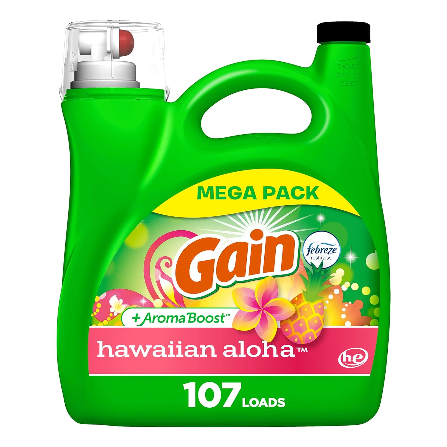 Gain Aroma Boost Laundry Detergent Liquid Soap Hawaiian Aloha Scent 107 Loads 154 Fl Oz He Compatible