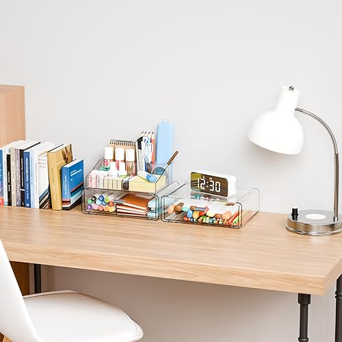 Miniatura 7 de Yieach Organizador de maquillaje acrílico transparente de 2 niveles para tocador, tocador y baño, almacenamiento de cosméticos de escritorio