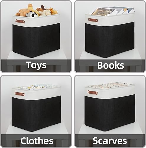 Vista 89 de HNZIGE - Canastas pequeñas de tela para organización (paquete de 6) canastas plegables de almacenamiento para estantes, armarios, lavandería, Asas