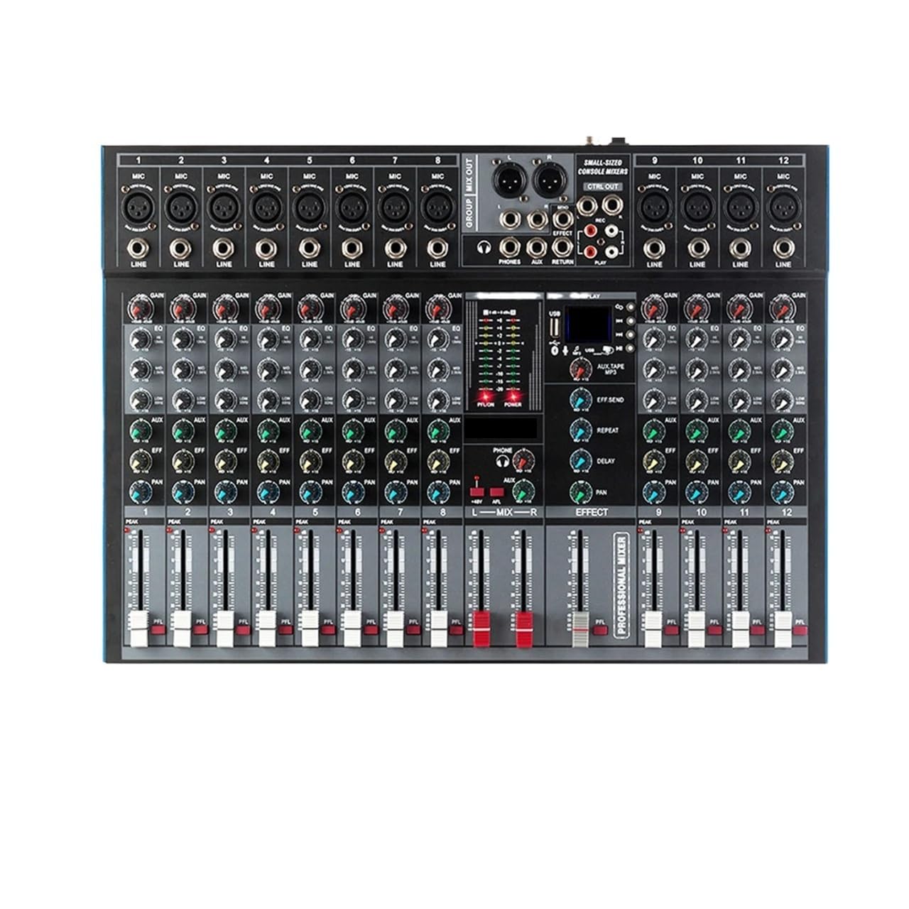 Professioneller 8-Kanal-Mixer mit Einzelgruppenausgang, Blueteeth und Effekt-Reverb,Interessanteres Klangerlebnis