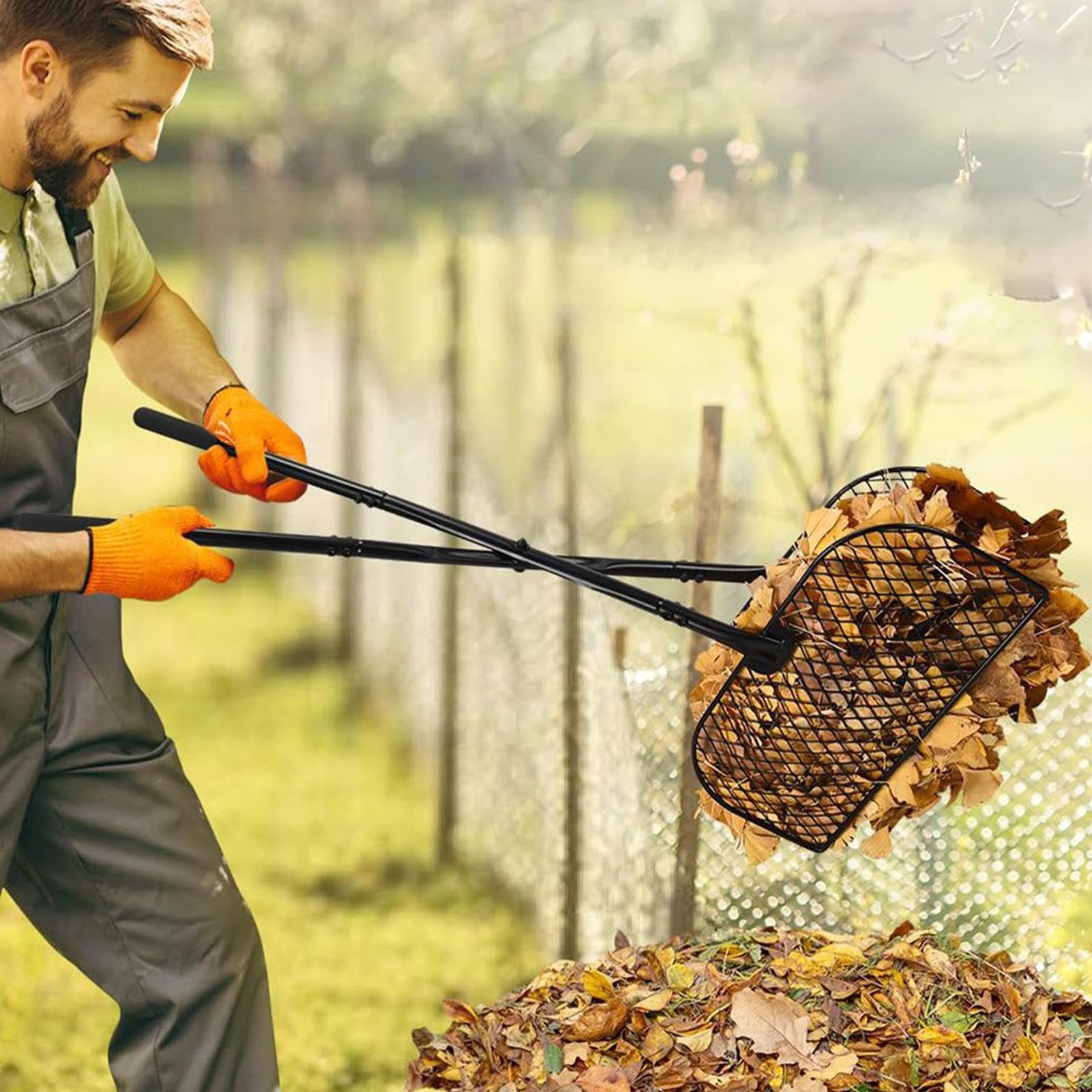 do liści na trawniki Metalowy Ergonomiczny Zbieracz z Długim Trzonkiem | Grabnie Ogrodowe Do Liści Bez Schylania Do Czyszczenia Ogrodu Trawnika Podjazdu Ścieżki Z Resztek Roślinnych i Śmieci