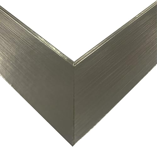 Miniatura 2 de Marcos planos plateados metálicos de 1.25 pulgadas, acabado liso envuelto de madera, compuesto, decoración de pared, marco de póster