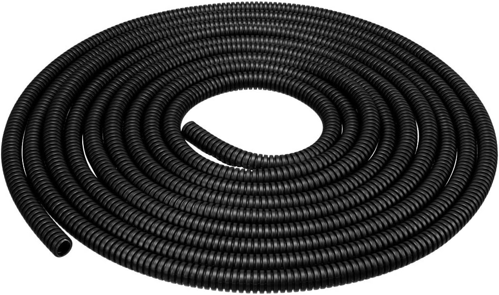 Sourcingmap 4.5 M 6 x 9 mm PP Flexible Corrugated Conduit Tube for Garden,Office Black