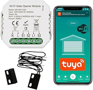 Sone Smart One Ouvre-porte de garage WiFi avec capteur de porte – Compatible Alexa et Google Home, sans hub, commande à distance via l’application Smart Life/Tuya