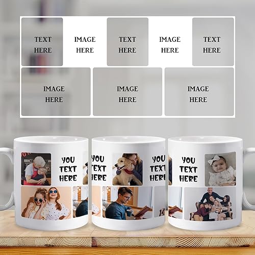 Miniatura 3 de Taza de café personalizada con texto fotográfico, taza de collage de 6 fotos, diseño de tu propia taza de café personalizada, regalos personalizados