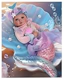 Mermaid Baby Doll Girl, 15-Inch Realistic Soft Baby Dolls with Shiny Mermaid Tail & Accessories, Cute Mermaid Toys for Girls Ages 3-10 Kids, Christmas, Birthday