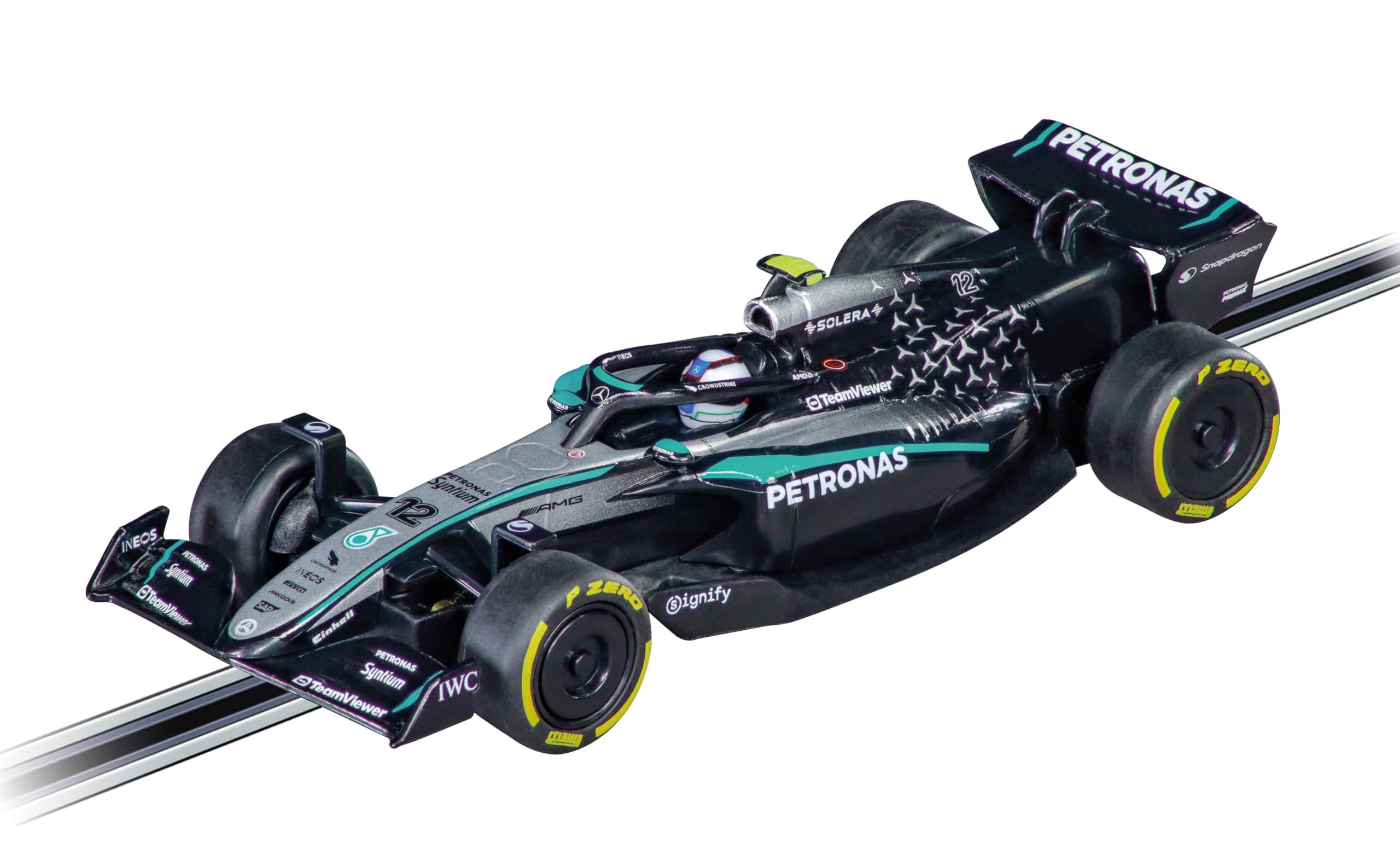 Carrera GO!!! 20062632 Championship Rivals F1 scala 1:43, 6,3 metri, con Red Bull Racing RB21 M Verstappen No1 2025 e Mercedes AMG F1 K. Antonelli, adatto a partire dai 6 anni