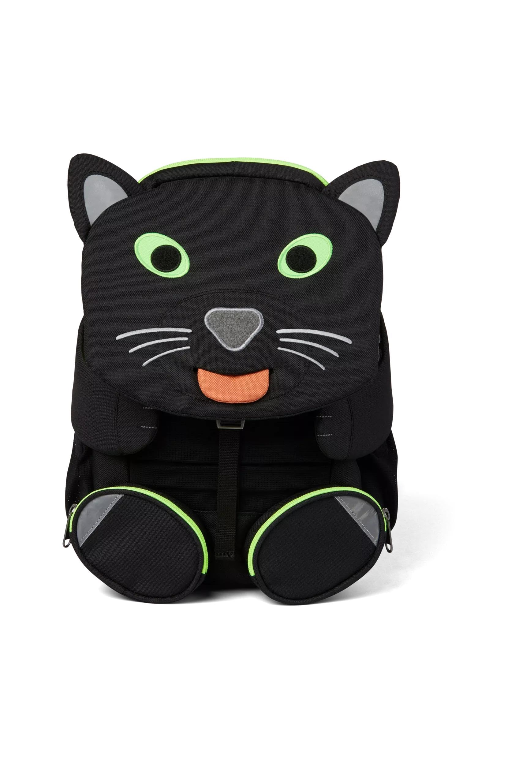 Affenzahn Großer Freund - Kindergartenrucksack für 3-5 Jährige Kinder im Kindergarten und Kinderrucksack für die Kita, Panther - Schwarz, L
