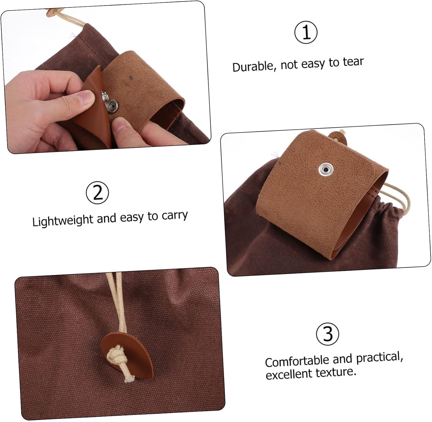 Toyvian Garden Bag Leather Waist Hanging Tool Pouch for Outdoor Foraging Fruit Harvesting Lightweight Gardening image 4