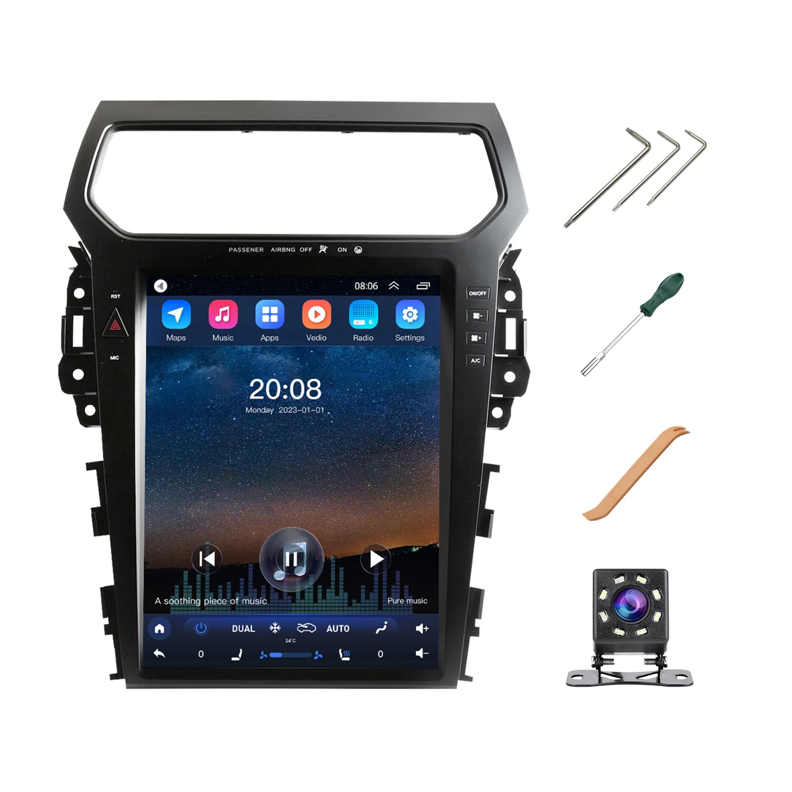 SEICANE Radio Upgrade for Ford Explorer 2011-2019, 8 Core Android Stereo, 12.1inch Touch Screen Support Carplay, GPS, Android Auto (4G RAM+64G ROM)