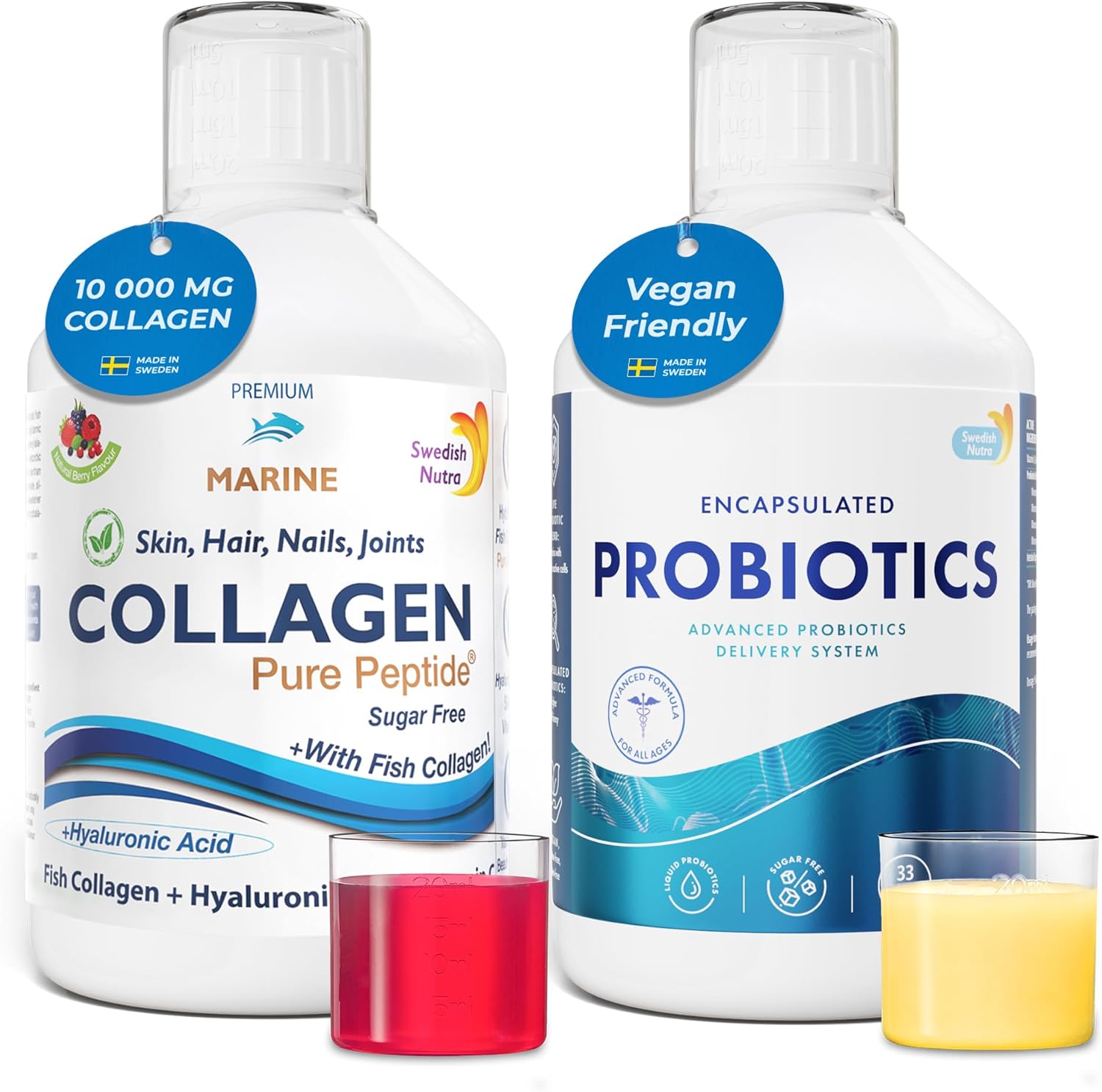 Swedish Nutra – Marine Collagen Sugar-Free & Probiotics I for Beauty and Gut Health I 100% Natural Flavour I Lactose & Gluten-Free