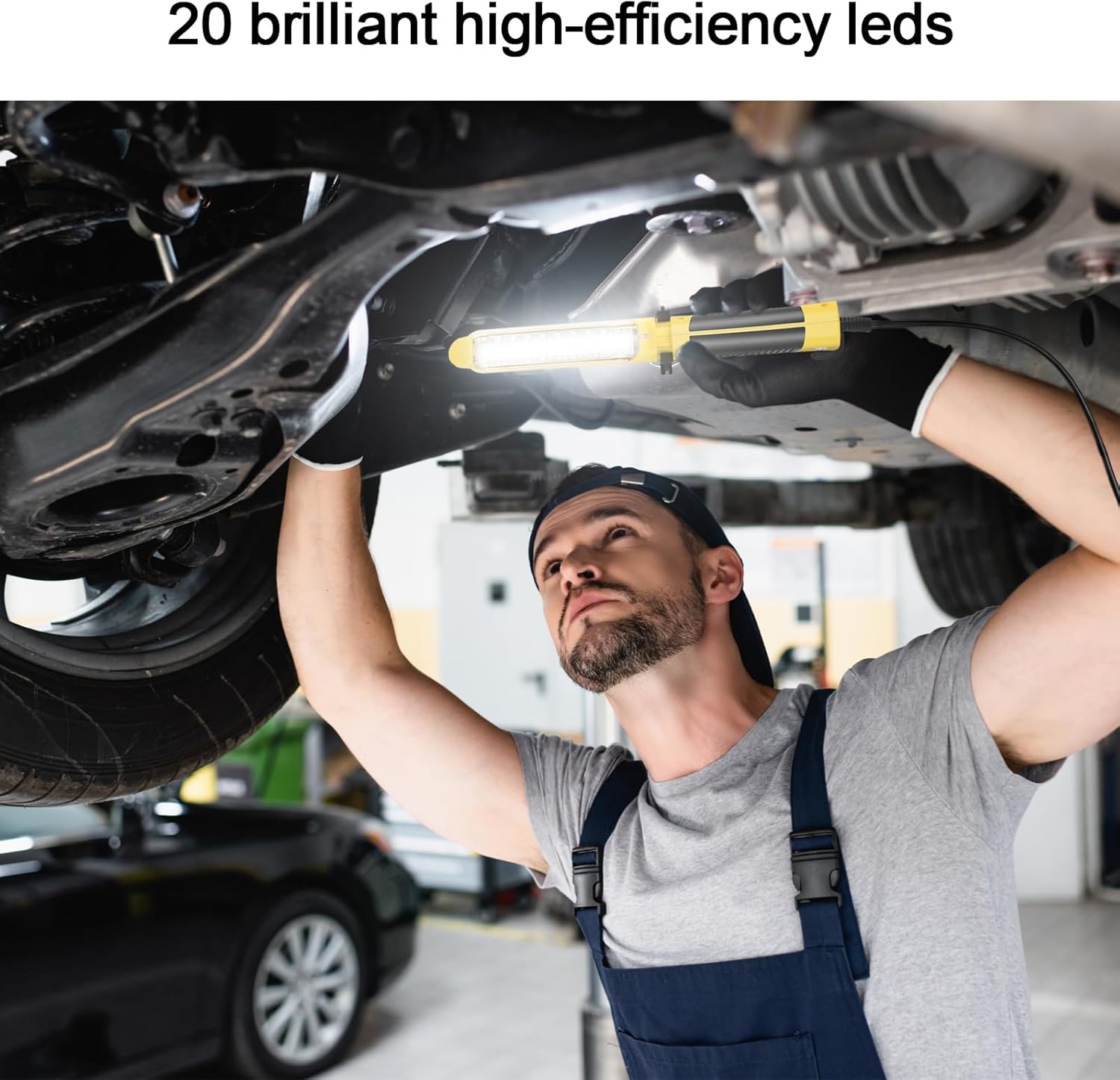 LED Trouble Light (25FT) with Super-Bright COB LED Light Source, Handheld Corded Work Lights with Strong Magnet, Double Swivel Hook, ETL Listed, Suitable for Car Repair, Machinery and Construction