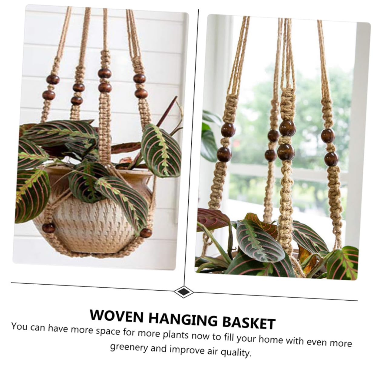 UKCOCO Lot De 3 Paniers Suspendus en Jute Et Macramé pour Plantes D'Intérieur en Corde De pour Pots De Fleurs en