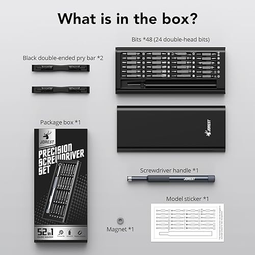 Miniatura 7 de Jorest Juego de destornilladores de precisión 52 en 1, mini kit de herramientas de reparación con Torx para Macbook, computadora, laptop, iPhone,