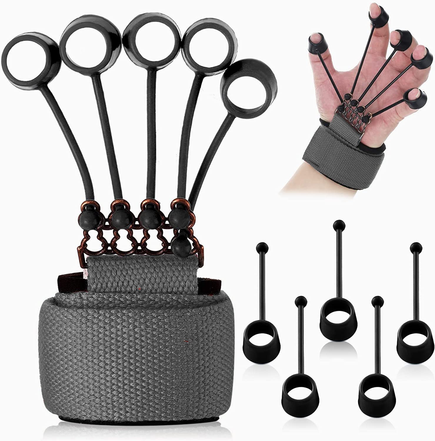 FUNLEYS Finger Gripper Strength Trainer | Forearm Exerciser | Hand Yoga Resistance Band Exerciser | Improve Hand Dexterity and Relieve Tension (Grey) (B0C342737H) Amazon Price History, Amazon Price Tracker