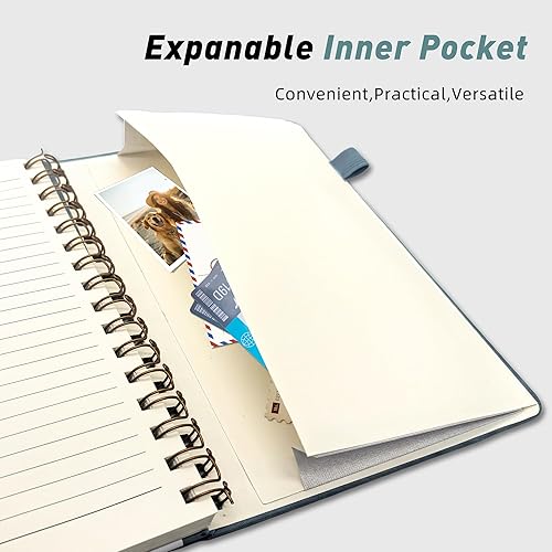 Miniatura 5 de Cuaderno rayado en espiral para mujeres y hombres, cuaderno de tapa dura con rayas universitarias para trabajo y toma de notas, diarios para