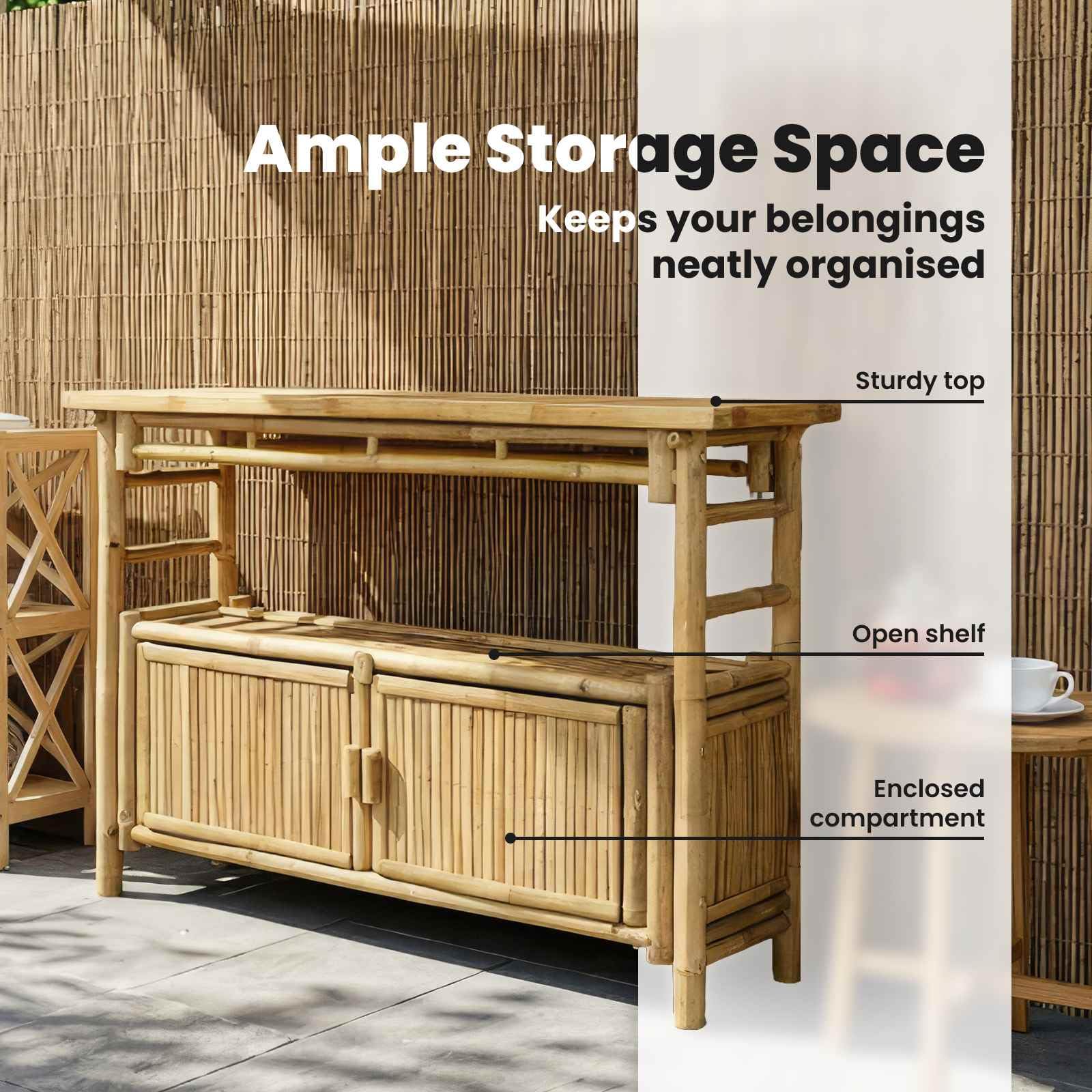 vidaXL Mesa Consola con Estante Natural 110 x 35 x 75 cm Bambú, Mesa de Entrada Moderna, Mueble de bambú para almacenar, Piezas de Acento en decoración contemporánea