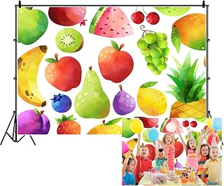 7x5ft Watercolor Fruit Backdrop Colorful Summer Fruits Background Fabric